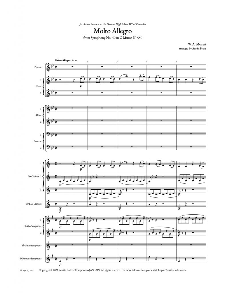 Mozart, Molto Allegro from Symphony No. 40